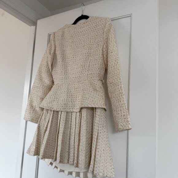 NWT Self-Portrait Jacket Mini Dress Boucle Metallic Boucle Pleated Skirt Sz 6 - Picture 8 of 10